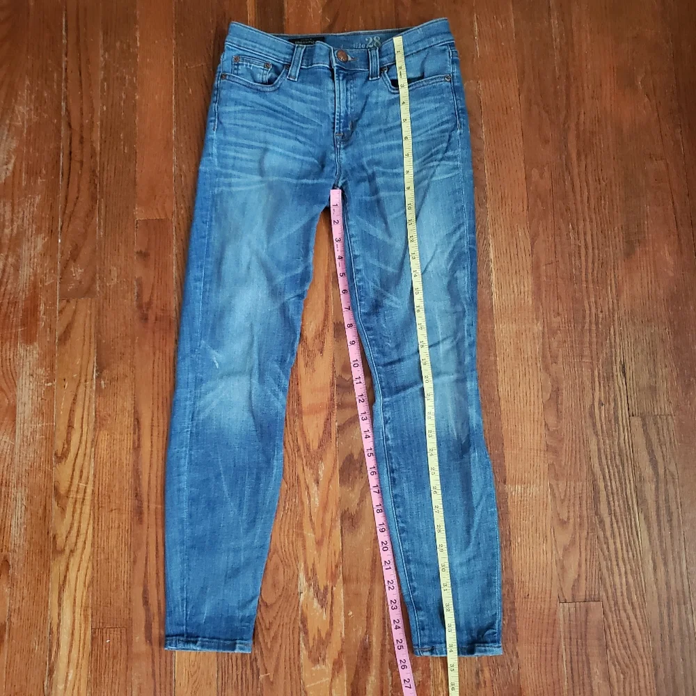 J Crew Toothpick Jeans Size 28 Blue Denim Skinny Distressed Flaws